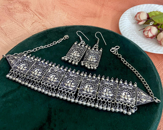 Peacock German Silver Choker Set