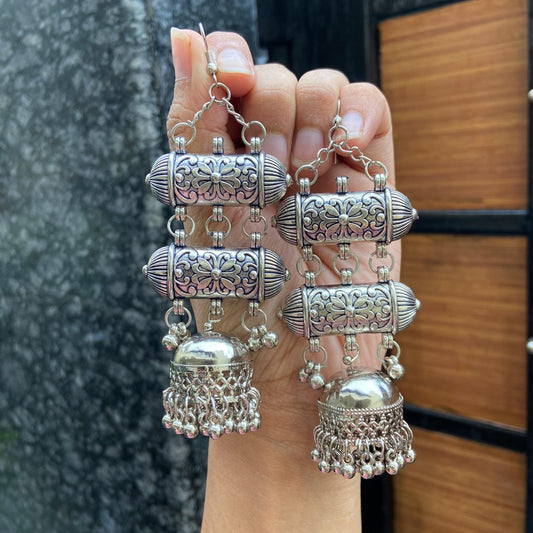 Silver Lamya Jhumka