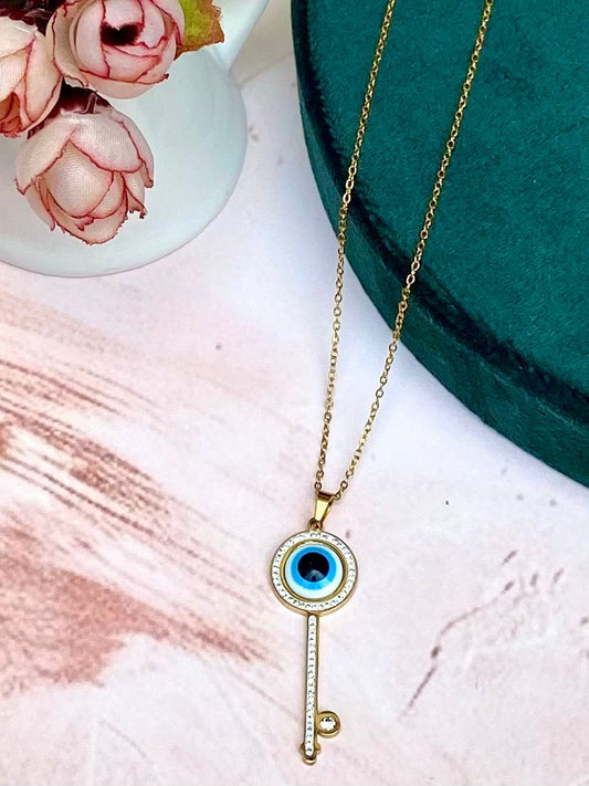 Zarfisha Evil Eye Anti-Tarnish  Pendant Necklace