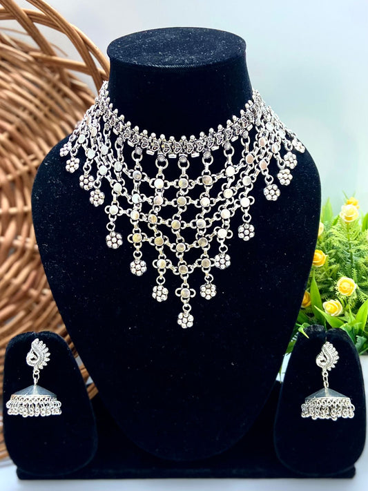 Rahita German Silver Choker Set