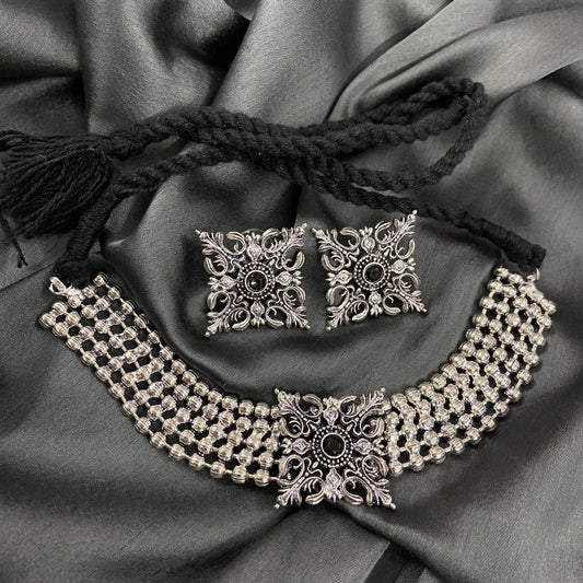 Yuvika German Silver Choker Set