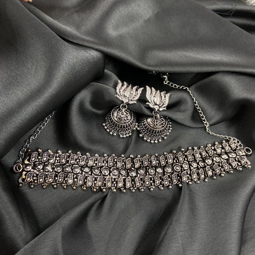 Ragini German Silver Choker Set