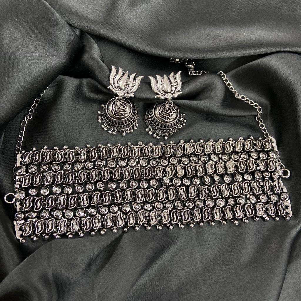 Fiza German Silver Choker Set