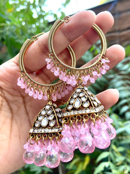 Annu Square Bali Jhumka with Crystal Drops