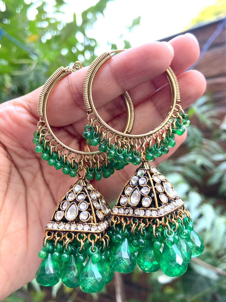 Annu Square Bali Jhumka with Crystal Drops